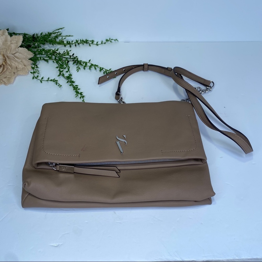 Simply Vera Vera Wang Taupe Foldover Triple Pocket Chain Crossbody Bag